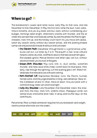 example page 3 from our offline Travel Guide for Costa Rica